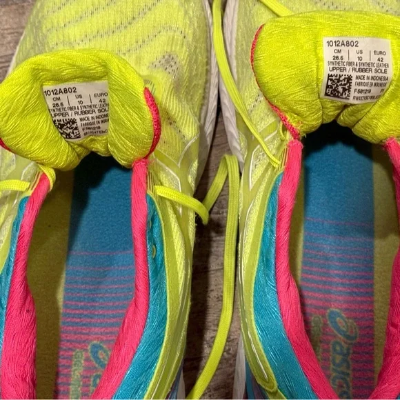 Asics Bright Yellow Sneakers with Pink and Blue Accents - Picture 9 of 10